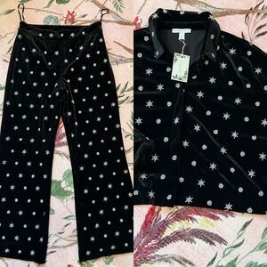 Chelsea & Violet, Black Velvet 2-Piece Set – Crystal Starburst Embellishements